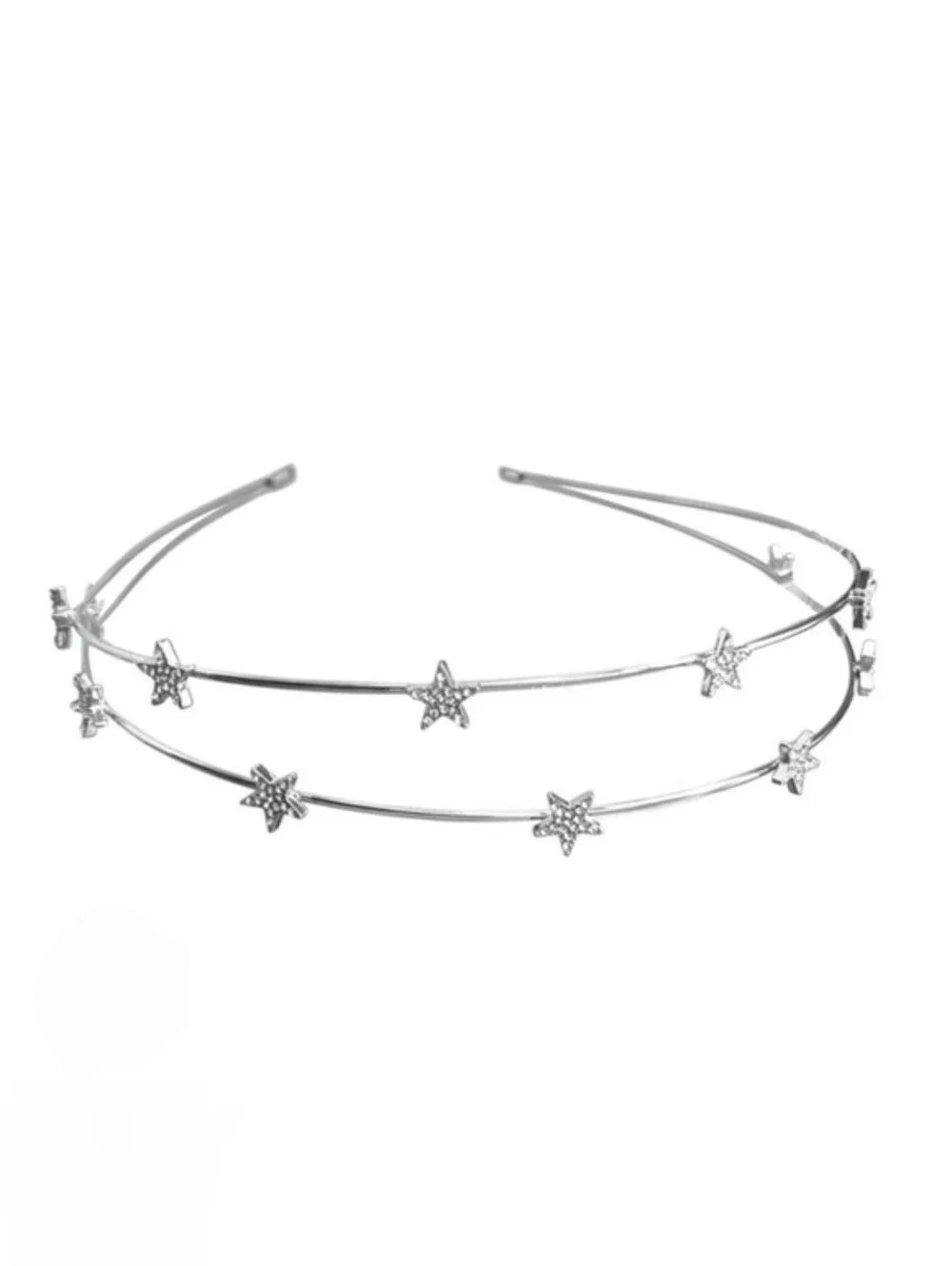 Star Double Row Headband Hairpiece in Silver BNIB